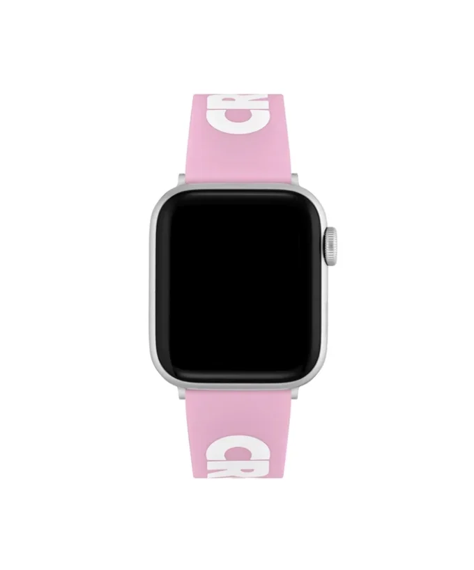 Apple Watch-rem i rosa silikon med krokodillemønster