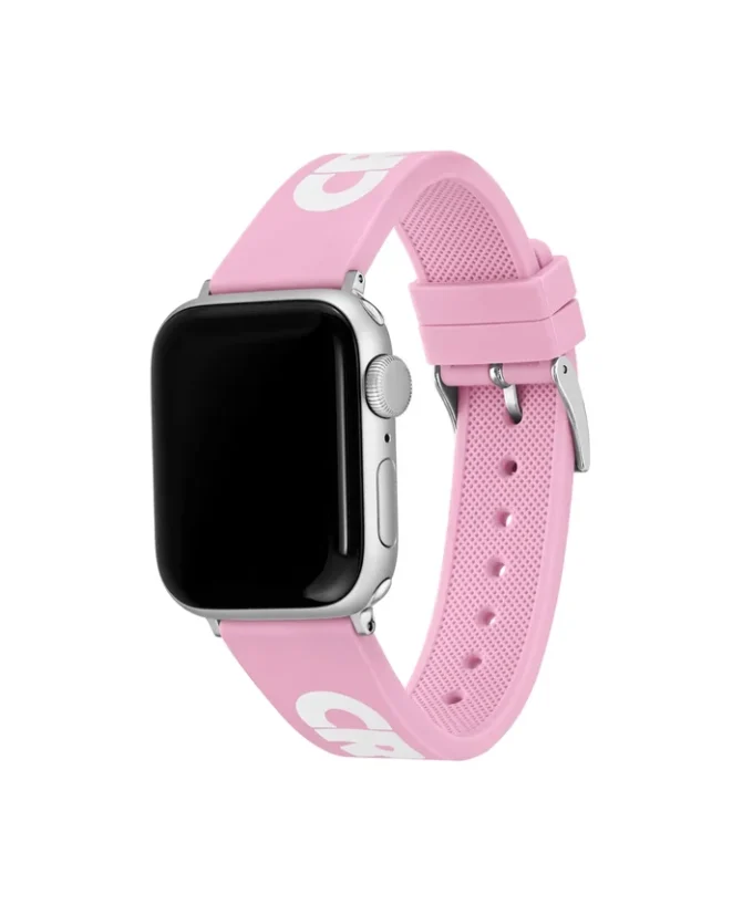 Apple Watch-rem i rosa silikon med krokodillemønster