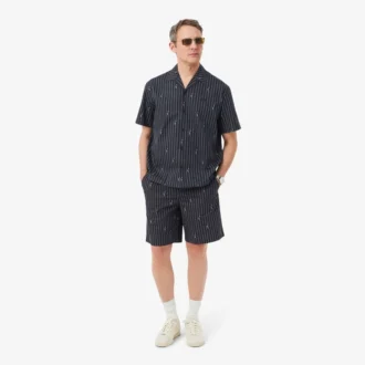 Bomullsshorts med krokodilleprint og striper