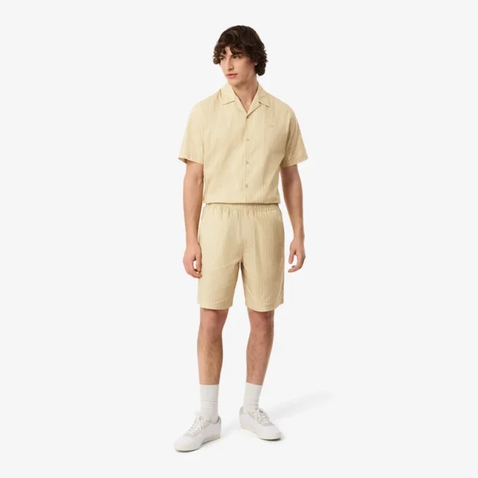 Bomullsshorts med krokodilleprint og striper