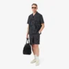Bomullsshorts med krokodilleprint og striper