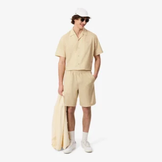 Bomullsshorts med krokodilleprint og striper
