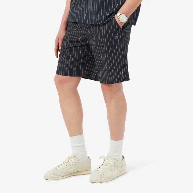 Bomullsshorts med krokodilleprint og striper