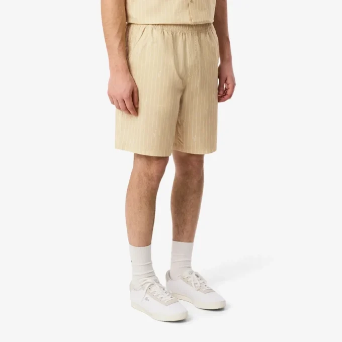Bomullsshorts med krokodilleprint og striper
