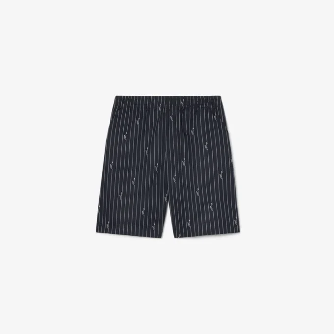 Bomullsshorts med krokodilleprint og striper