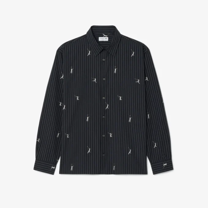 Bomullsskjorte med brodert motiv og avslappet passform