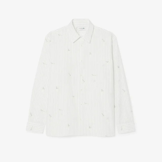 Bomullsskjorte med brodert motiv og avslappet passform