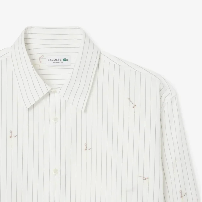 Bomullsskjorte med brodert motiv og avslappet passform