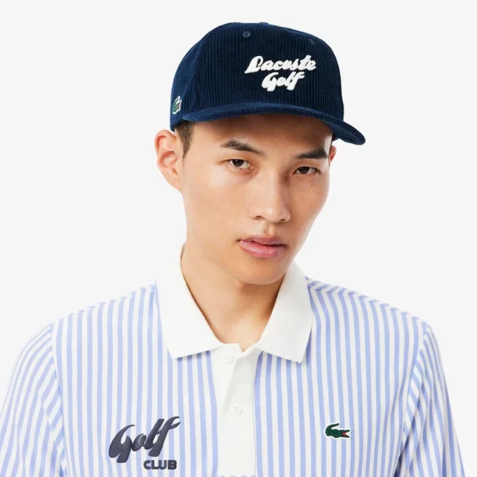 Brodert golfcap i kordfløyel for menn