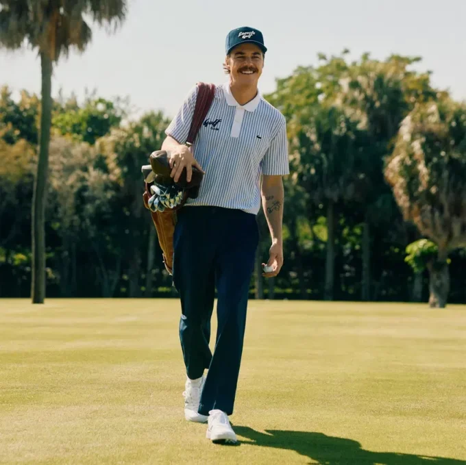 Brodert golfcap i kordfløyel for menn