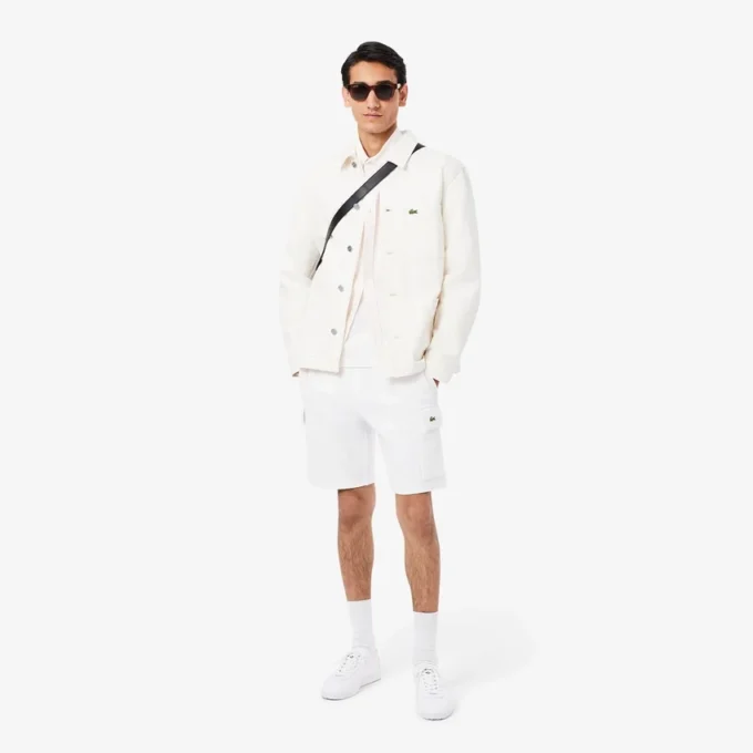 Cargo-shorts i bomullsfleece for menn