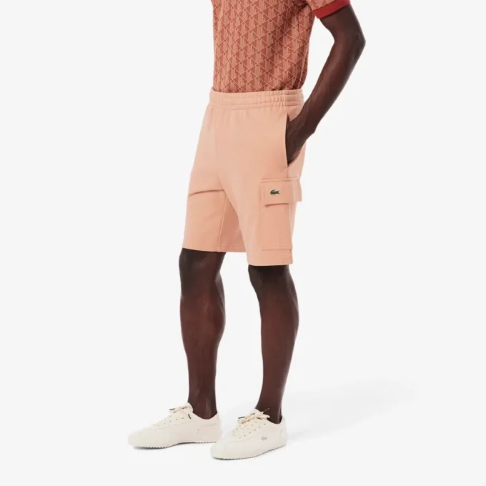 Cargo-shorts i bomullsfleece for menn