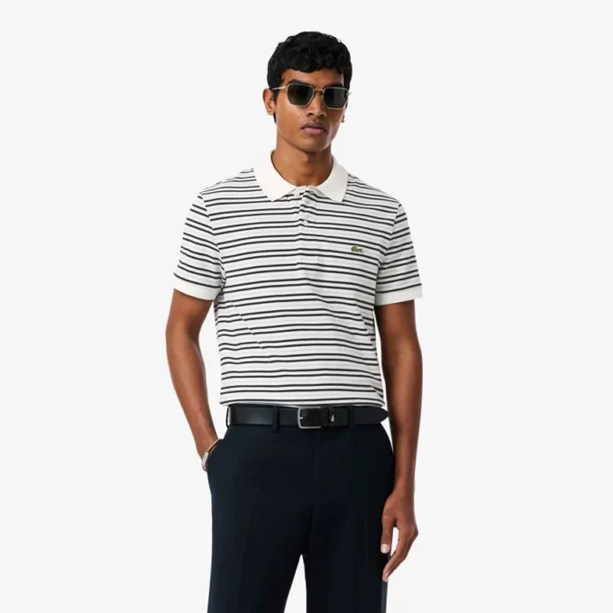 Classic Fit Striped Petit Piqua Pologensere