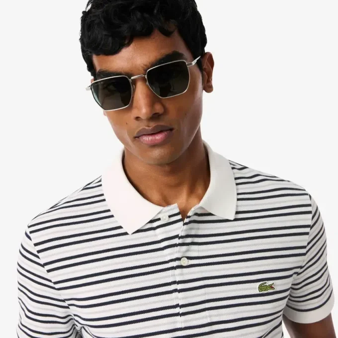 Classic Fit Striped Petit Piqua Pologensere