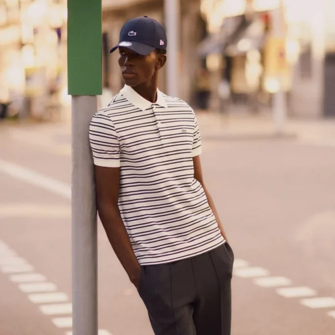 Classic Fit Striped Petit Piqua Pologensere
