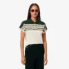 Damemodell, produsert i Frankrike, slim fit, stripet pologenser