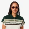 Damemodell, produsert i Frankrike, slim fit, stripet pologenser