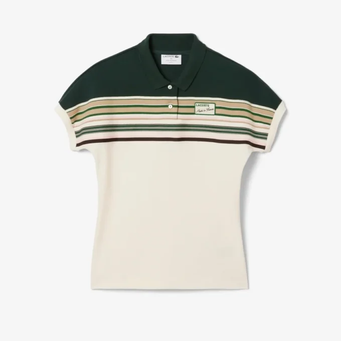 Damemodell, produsert i Frankrike, slim fit, stripet pologenser