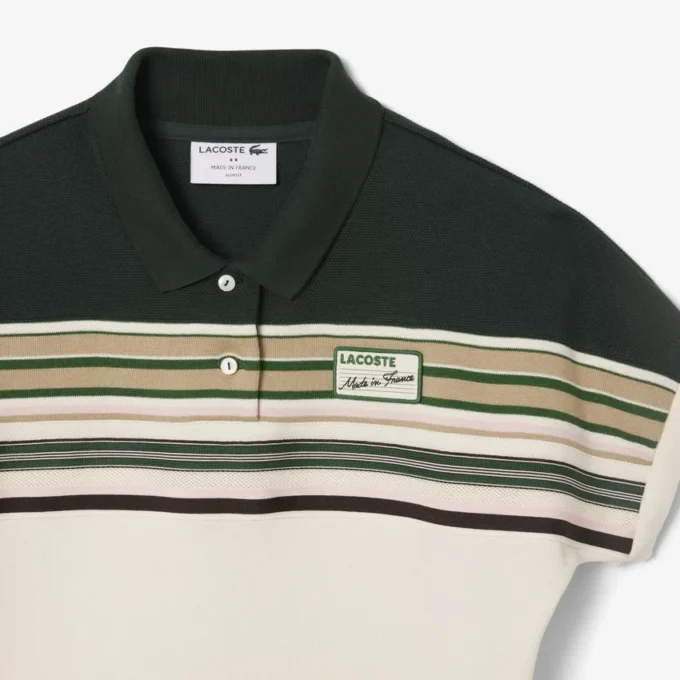Damemodell, produsert i Frankrike, slim fit, stripet pologenser