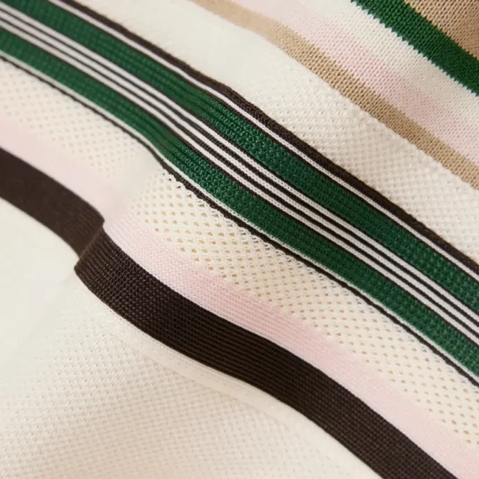 Damemodell, produsert i Frankrike, slim fit, stripet pologenser