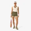 Ermeløs tennis-poloskjorte i stretchstrikk for damer