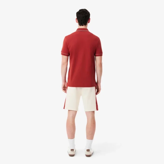 Fargeblokkerte shorts i bomullsfleece for menn