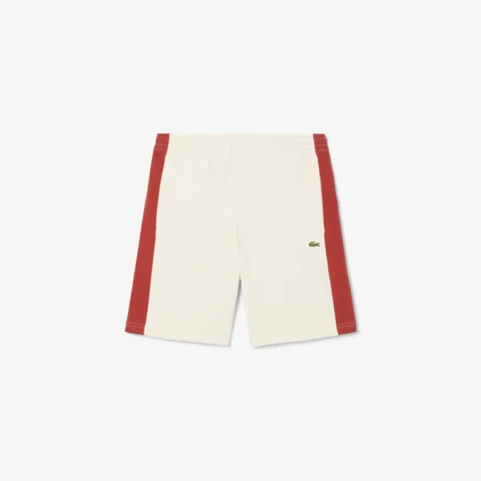 Fargeblokkerte shorts i bomullsfleece for menn