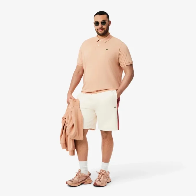 Fargeblokkerte shorts i bomullsfleece for menn