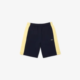 Fargede, børstede fleece-shorts for menn