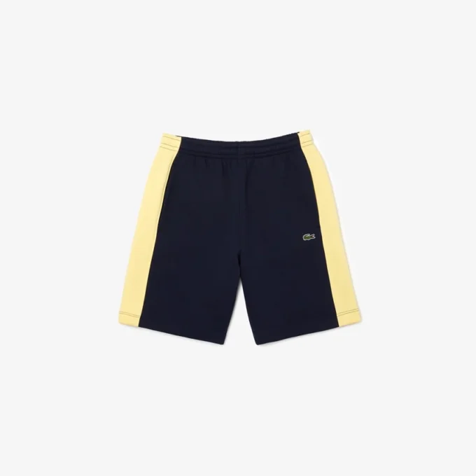 Fargede, børstede fleece-shorts for menn