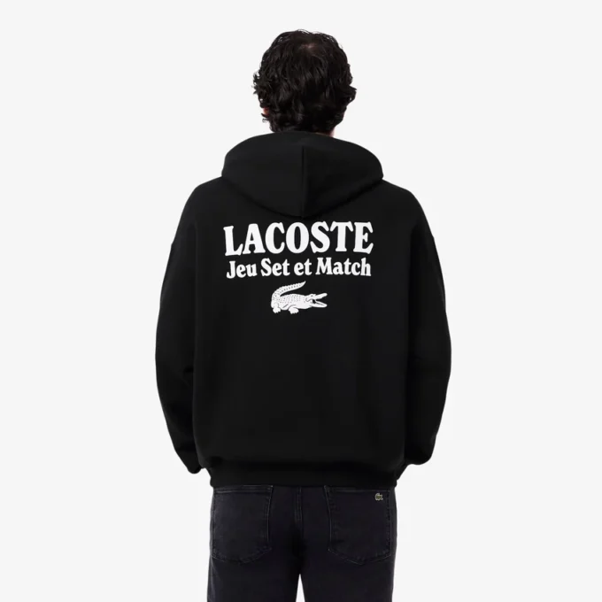 Fleece-hettegenser med flere trykk for menn