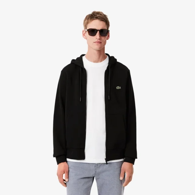 Fleece-hettegenser med glidelås for menn