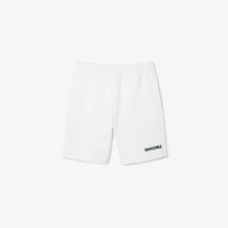 Fleece-shorts for menn med brodert tekst og normal passform