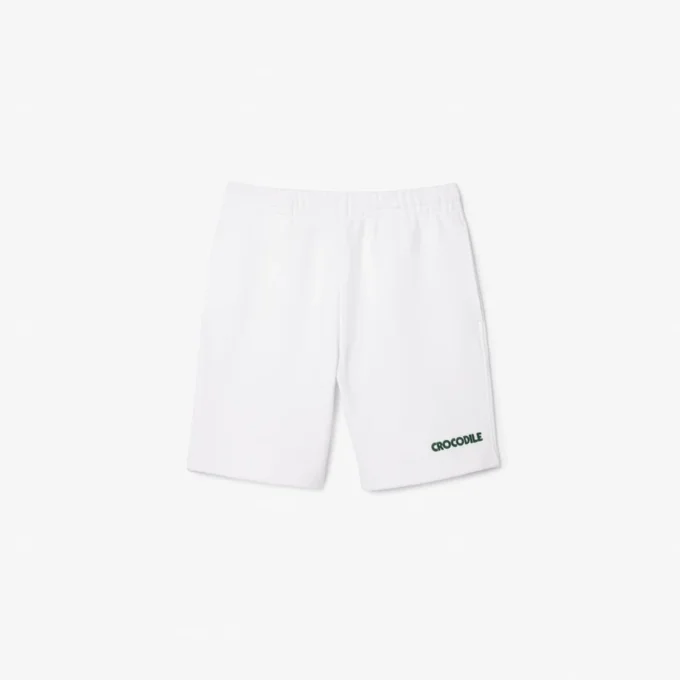 Fleece-shorts for menn med brodert tekst og normal passform