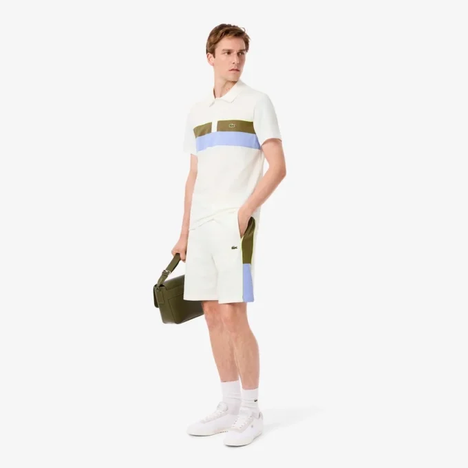 Fleece-shorts for menn med fargeblokker