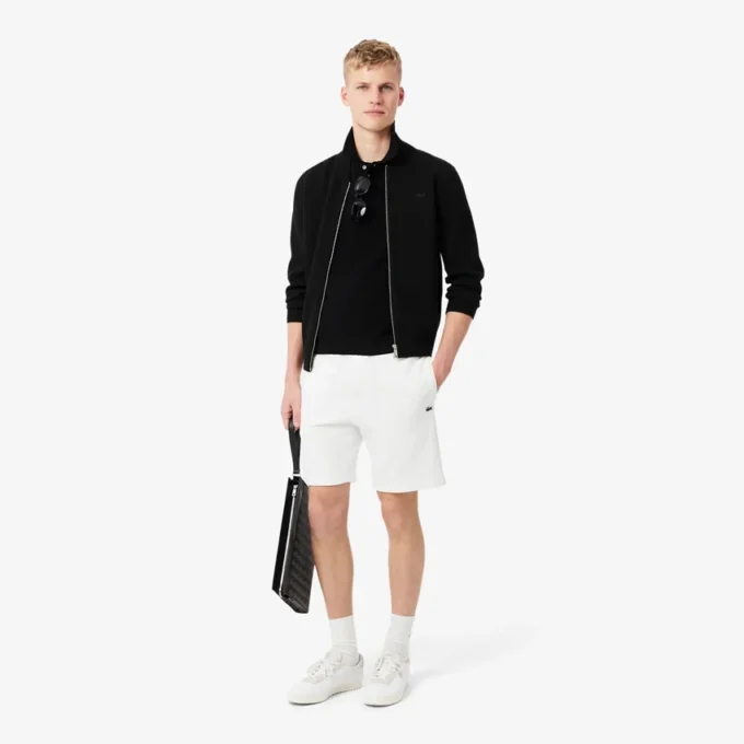 Fleece-shorts med logo-stripe i normal passform
