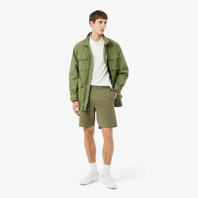Fleece-shorts med logo-stripe i normal passform