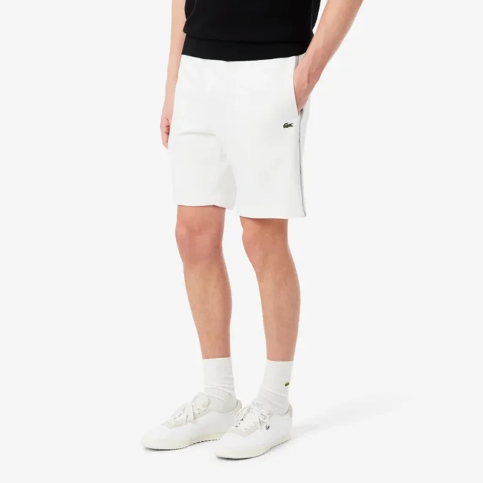 Fleece-shorts med logo-stripe i normal passform