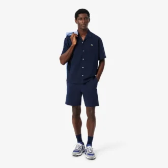 Fleece-shorts med logo-striper i normal passform