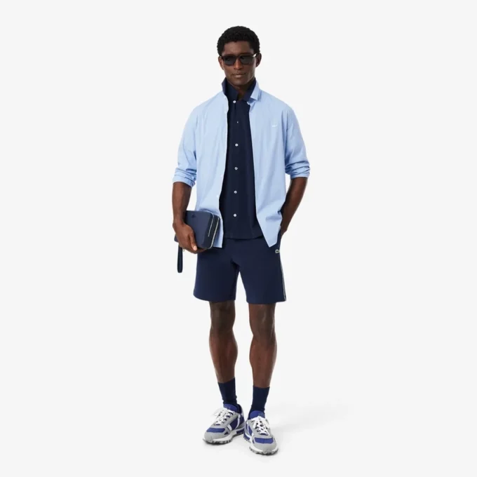 Fleece-shorts med logo-striper i normal passform