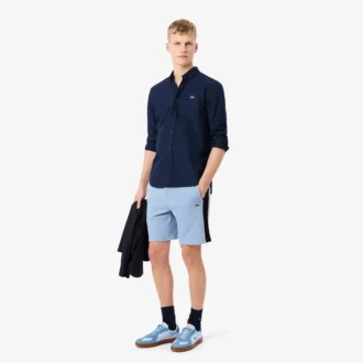 Fleece-shorts med regular fit og fargeblokker