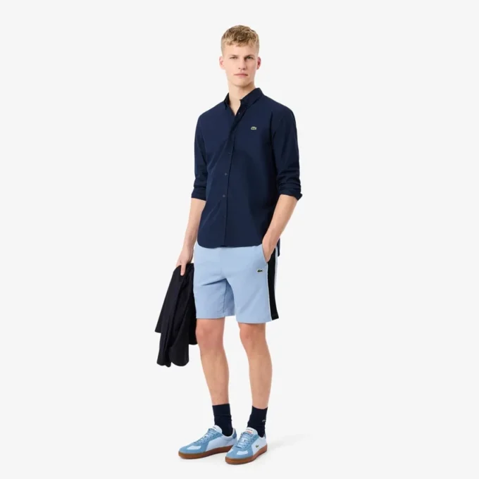 Fleece-shorts med regular fit og fargeblokker