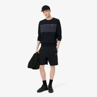 Fleece-shorts med regular fit og fargeblokker