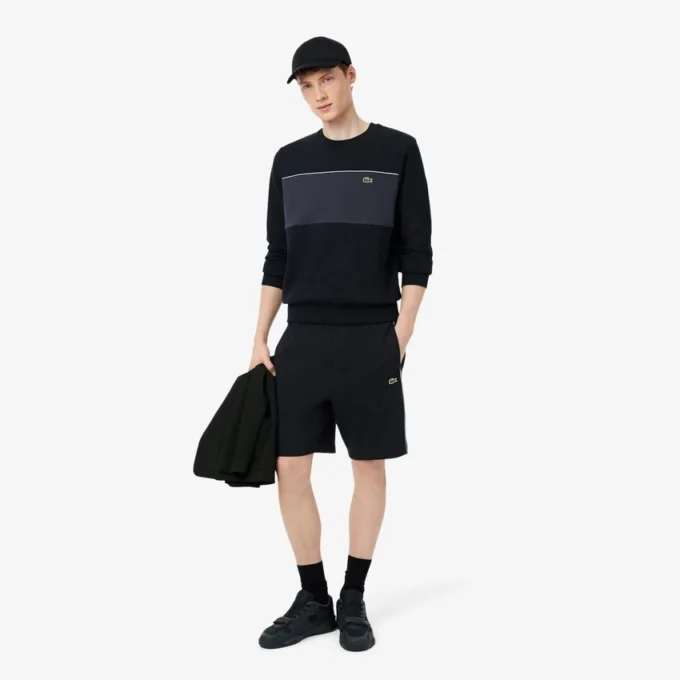 Fleece-shorts med regular fit og fargeblokker