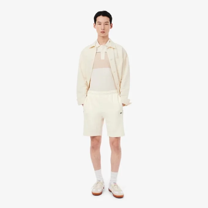 Fleece-shorts med regular fit og fargeblokker