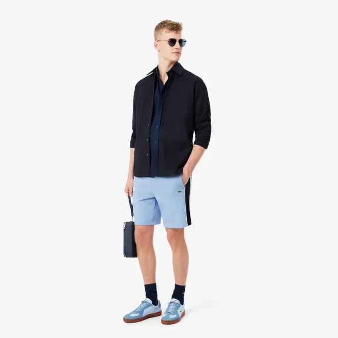 Fleece-shorts med regular fit og fargeblokker
