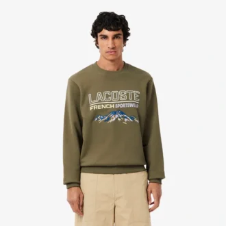Fleece-sweatshirt med brodert motiv for menn