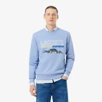 Fleece-sweatshirt med brodert motiv for menn
