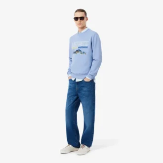 Fleece-sweatshirt med brodert motiv for menn