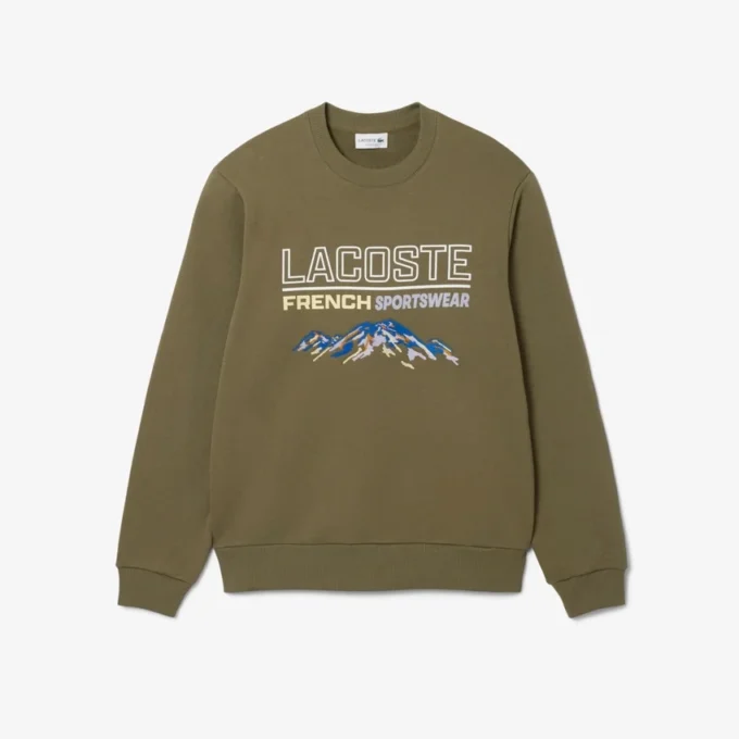 Fleece-sweatshirt med brodert motiv for menn